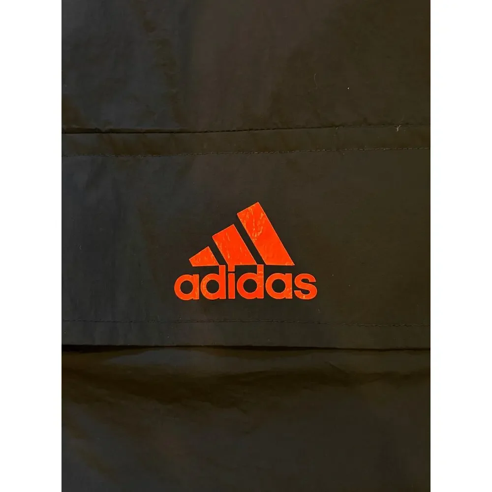 Adidas Windbreaker Mens XL Blue Hooded Pullover Packable Lightweight Streetwear